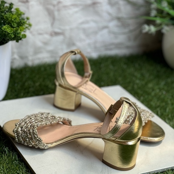 AGL
Crochet Penny Block Heel Sandal in Golden Platino color size 36.5 US 6.5 - Picture 4 of 14